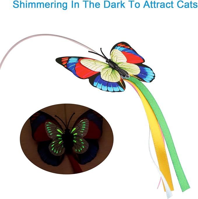Tyasoleil Cat Toys 3-in-1 Interactive Cat Toys for Indoor Cats,Detachable Bottom Cover Automatic Motion Cat Toys,Rotating Butterfly,Catnip Ball,Retractable Feather (Standard Butterfly)