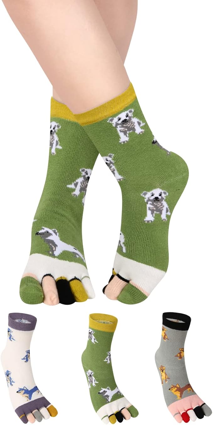 Benefeet Sox Funny Toe Socks Women Five Finger Socks Girls Cute Toe Seperated Cotton Socks Running Athletic Christmas Gifts