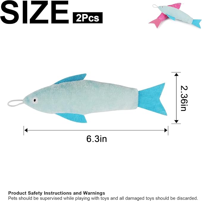 Catnip Matatabi Toys for Cats & Kittens,Cat Toys for Indoor Cats，Cat Kicker Toy（Fish*2）