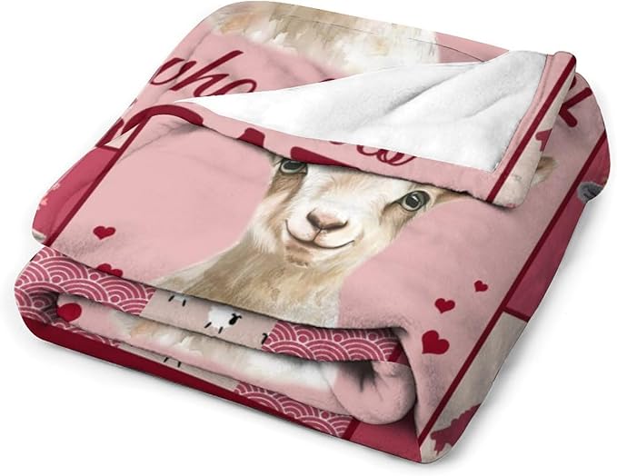 Goat Blanket Just A Girl Who Loves Goats Cute Pink Sheep Lamb Animal Print Throw Blankets for Sofa Stuff Decor Soft Cozy Fleece Plush Warm Flannel Gifts for Baby Girls Kids Women Adults Lover 50"x60"