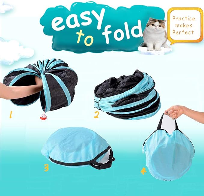 Cat Tunnel Toy 5 Way, Collapsible Cat Playhouse Pet Play Tunnel Tube with Storage Bag for Cats, Puppy, Rabbits, Ferret, Guinea Pig, Indoor and Outdoor Use