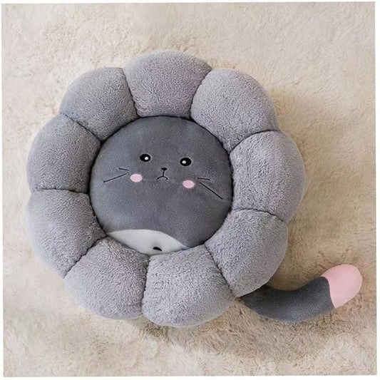 Cat Nest Flower Shape Cat Sofa Bed Cute and Comfortable Pet Cat House Thickened Non-Slip Soft Pet Bed Suitable for Small Cats and Dogs (L,Gray)