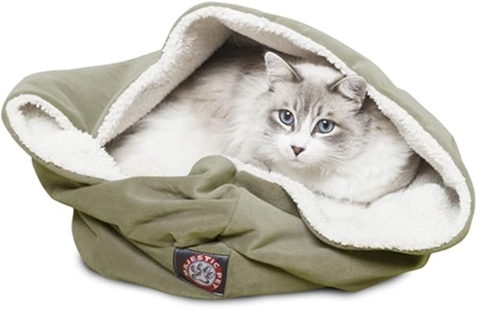 17 inch Sage Suede Burrow Cat Bed
