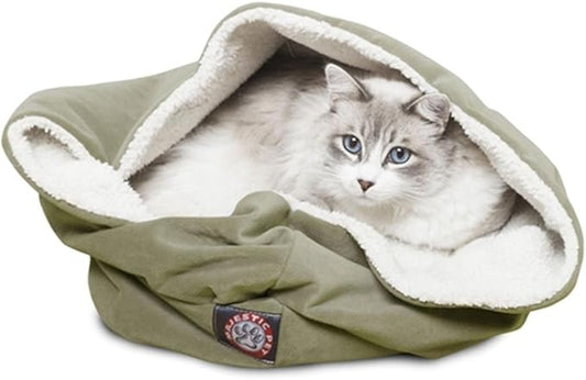 17 inch Sage Suede Burrow Cat Bed