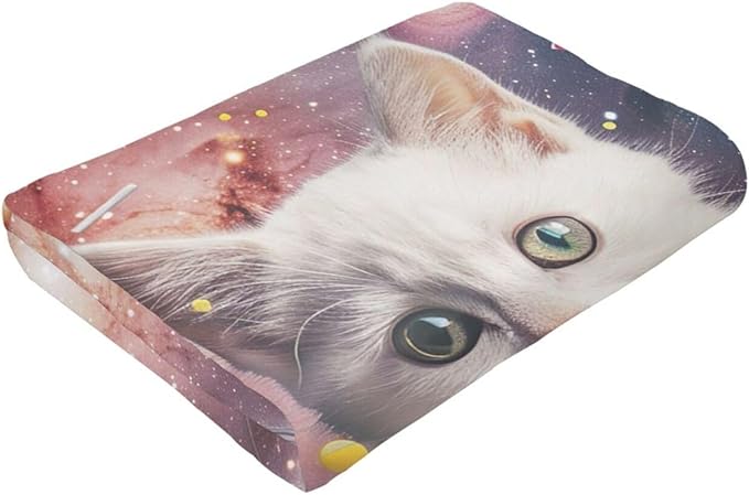 Funny Cats Blanket for Women Hamburgers Pizza Throw Blanket Cats Space Galaxy Stuff Decor Merch Cozy Flannel Lightweight Warm Soft Plush Fuzzy Bedding Cats Gifts for Men Girls Couch Bed 50"X40"