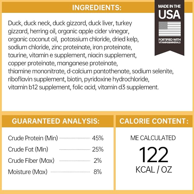 PURPOSE Freeze Dried Raw Cat Food, Grain Free Dry Cat Food, Complete Balanced Meal or Topper, Protein Rich Cat Food for All Breeds and Life Stages, Pure Duck Recipe Mini Nibs Entrée, 9 oz, USA Made