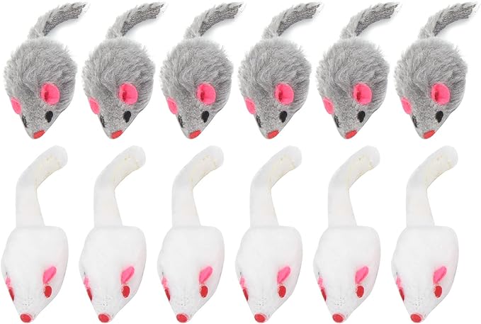 HEEPDD Cat Catching Toy, 12 Pack Cat Interactive Play Chewing Toy Cat Shape Plush Catching Toy for Indoor Cats and Kittens