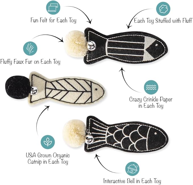 Fringe Studio "OFF THE SCALES Cat Toy Mini Set of 3, PetShop Collection (904028)