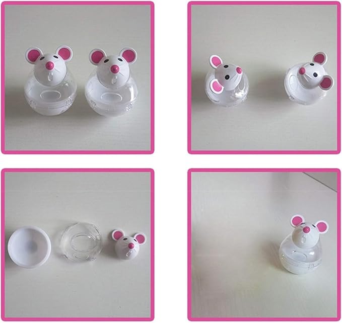 Beige Interactive Toys for Cats, Play Cat Toy Pet Cat Kitten Mouse Shape Treat Holder Food Storage Dispenser Chew Play Toy for Indoor Cat and Kitten Exercise Cat Mice and Animals Toys