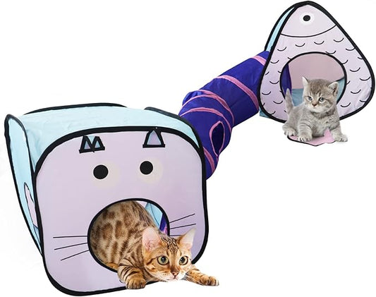 Cat Tunnels for Indoor cat, cat Play Tunnels and Hiding passages, Triangular and Square Shaped Hiding Place for Indoor and Outdoor, Suitable for Kittens, Puppies, Minks, Rabbits
