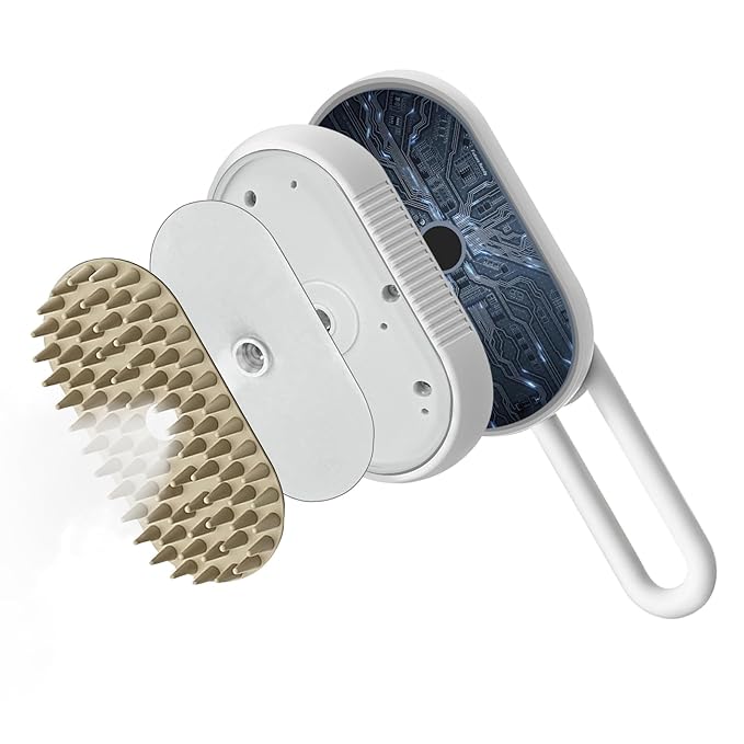3-in-1 Steam Grooming Brush for Pet Hair Removal - Deshedding Tool for Dogs and Cats, Massages Coat and Removes Tangles