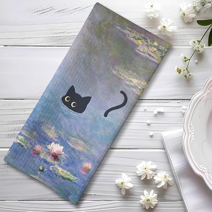 Funny Hand Towels,Cat Hand Towel,Cat Towels,Cat Kitchen Towels,Cat Dish Towels,Fun Kitchen Towels,Funny Bathroom Hand Towels,Cat Gifts for Women,Cat Kitchen Accessories,Gifts for Cat Lovers for Women