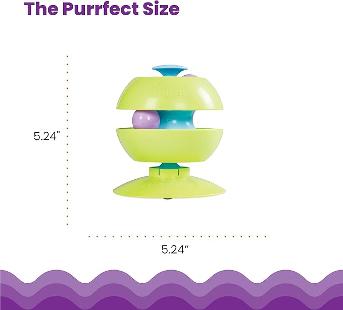 Catstages Twist-A-Ball Track Convertible Cat Track with Three Ways to Play, Standing, Infinity, or Rolling Ball Track, Blue