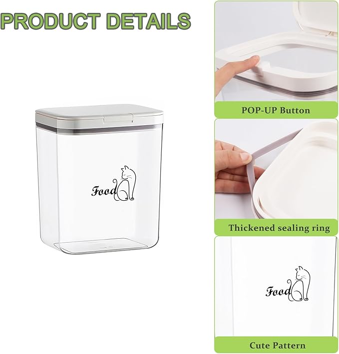 Airtight Cat Food Storage Container | 6.0 Qt/5.5 L Dry Cat Food Bin With Food Scoop |Hold up to 4~5lbs of Cat Food Kibble| Airtight Dog and Cat Food Trats Container |Clear BPA Free