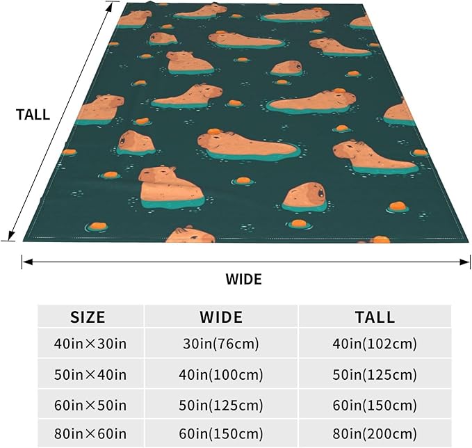 Capybara Throw Blanket Soft Cozy Plush Warm Fleece Blanket for Sofa Couch Bed 80"X60"
