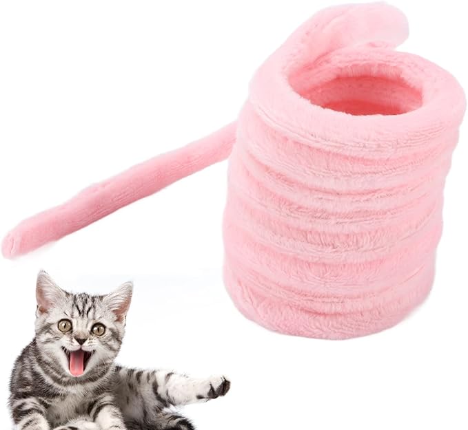 Plush Cat Spring Toys, Colorful Interactive Cat Toys Cat Entertaining Toys, Colorful & Durable Plastic Spring Coils Attract Cats Providing Interactive Playtime and stimulating Their Instincts(Pink)