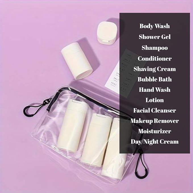 5pcs Travel Cream Dispenser Bottles Set Travel Bottles Toiletry Containers Set, TSA Approved, Travel Essentials