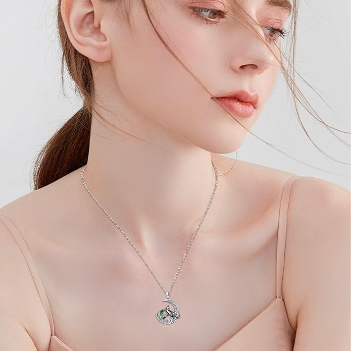 Animal Necklace 925 Sterling Silver Cat/Dog/Fox/Axolotl/Highland Cow Pendant Necklace Cute Animal Jewelry Graduation Gifts for Women