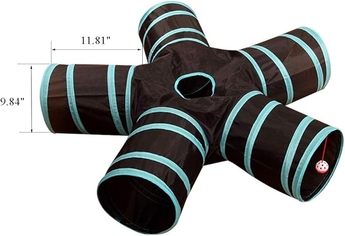 Cat Tunnels Crinkle Play Toys Collapsible Tube with Ball Maze Cat House Pet Interactive for Cat Puppy Kitten Rabbit 5-Way Tunnel