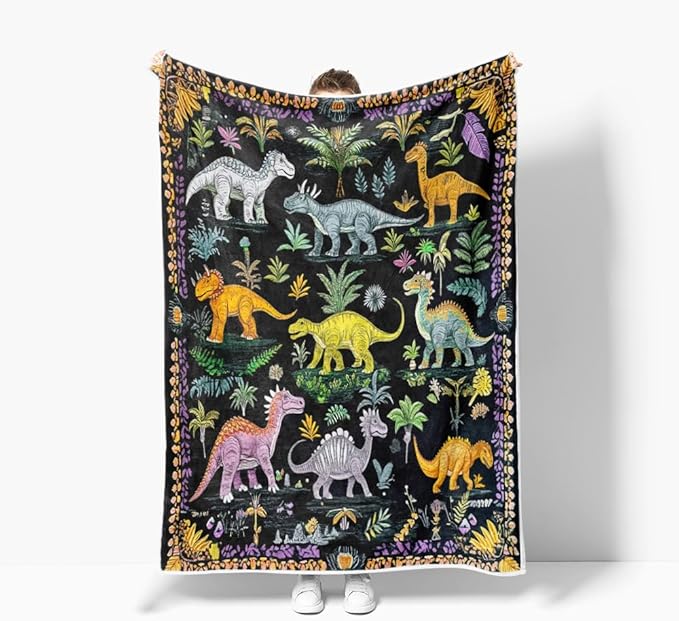 Funny Dinosaur Blankets for Boys, Cute Dino Throw Blanket All Season Dinosaur Lovers Cozy Soft Lightweight Warm Flannel Fleece Blankets Cozy Soft Blanket Gifts for Women Men Girls Boys Pet Kids