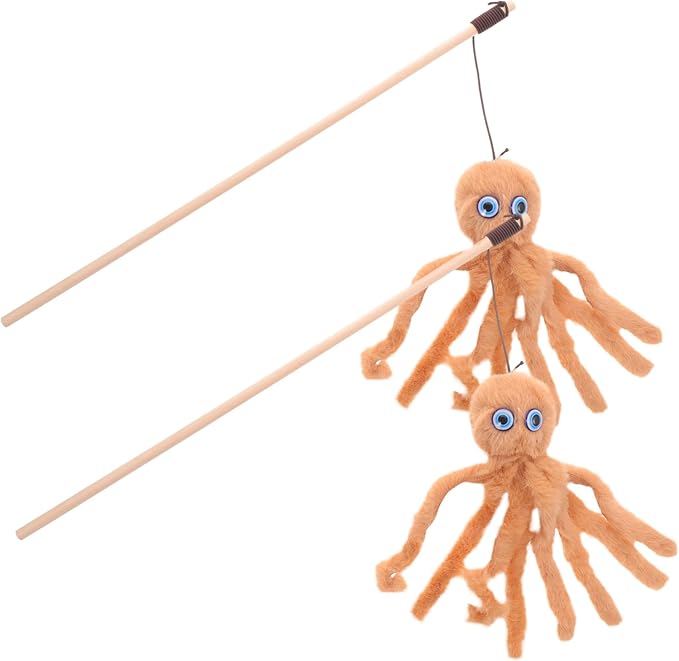 FOMIYES 2pcs Interactive Cat Toys Indoor Cat Teasing Cat Fishing Pole Stick Playset Indoor Cats Kitten Teaser Toy