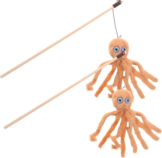 FOMIYES 2pcs Interactive Cat Toys Indoor Cat Teasing Cat Fishing Pole Stick Playset Indoor Cats Kitten Teaser Toy