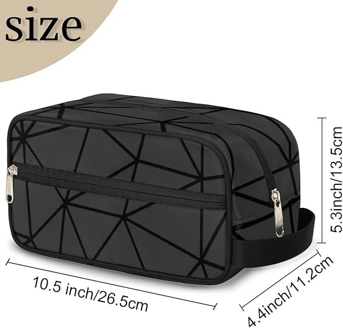 Black Triangle Hanging Toiletry Bag,Travel Hygiene Kits for Boys Mens,Waterproof Makeup Carry-on Bags,Cosmetic Bag,TSA Approved Shave Dopp Kit for Toiletries Shower Bathroom Accessories Gifts
