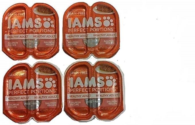 Iams 19014802326 Perfect Portions Pate Healthy Adult Salmon Recipe Wet Cat Food Tray, 2.6 oz