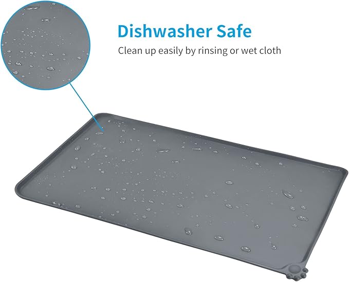 AUDWUD Silicone Waterproof Pet Feeding Mats,Anti Slip Bowl Pad,Dog Mat for Food and Water