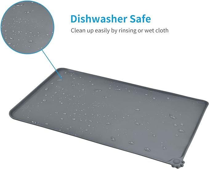 AUDWUD Silicone Waterproof Pet Feeding Mats,Anti Slip Bowl Pad, Dog Mat for Food and Water