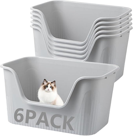 6 Pack XXL Extra Large Cat Litter Box 30.9″L×21.5″W×16.1″H Anti-Splashing High Side Jumbo Litter Boxes for Big Multi Cats Dogs