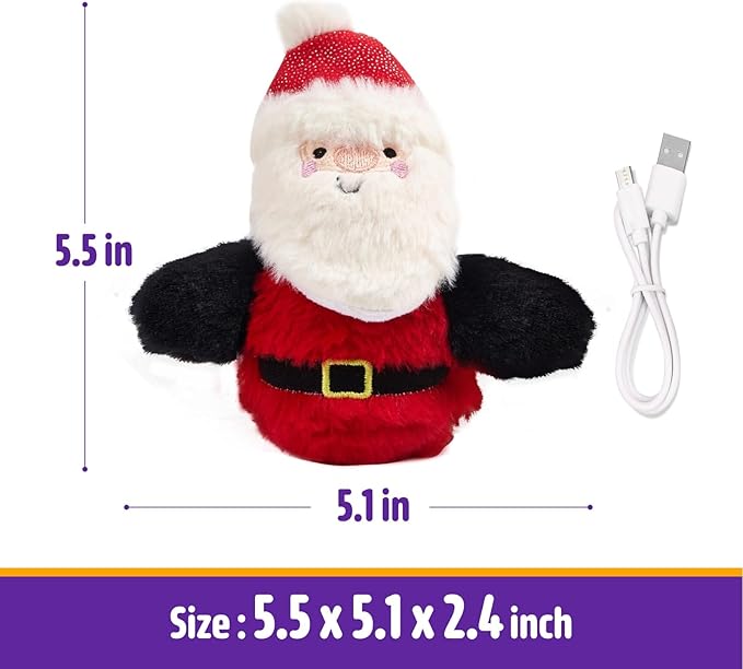 Interactive Christmas Cat Toys, Flapping Santa Clause Cat Toys, Lifelike Bird Chirp, USB Rechargeable Catnip Toy for Bored Indoor Cats Chase Exercise, 3 Modes