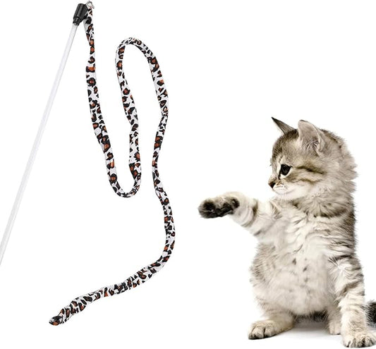 Cat Teaser Toy, Promotes Exercise Interactive Play Chaser Wand Leopard Print Tail Cat Funny Toy Teaser Stick with Bell for Decrease Boredom