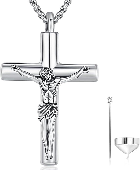 Aniu Cremation Jewelry for Ashes S925 Sterling Silver Urn Necklace Memorial Necklace for Human Ashes of Loved Ones Keepsake Pendant for Men Women