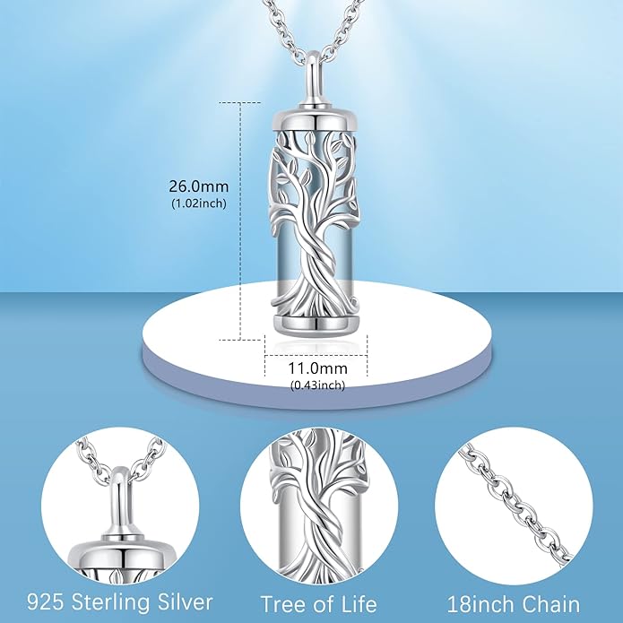 Aniu Cremation Jewelry for Ashes S925 Sterling Silver Urn Necklace Memorial Necklace for Human Ashes of Loved Ones Keepsake Pendant for Men Women