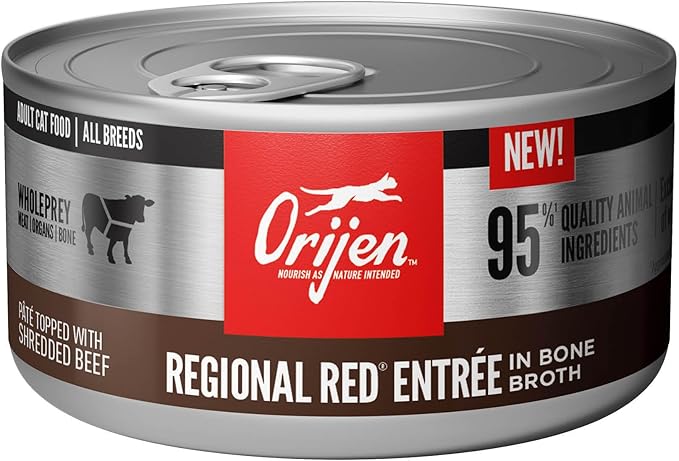 ORIJEN Adult Regional RED Entree in Bone Broth Wet Cat Food, Fresh and Raw Animal Ingredients, 3 oz (Case of 24)