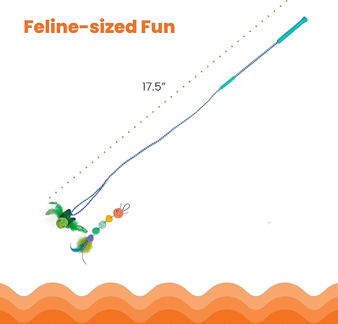 Catstages Tail Teaser Ground Prey Play Wand with Catnip Toy Attachments Interactive Cat Wand