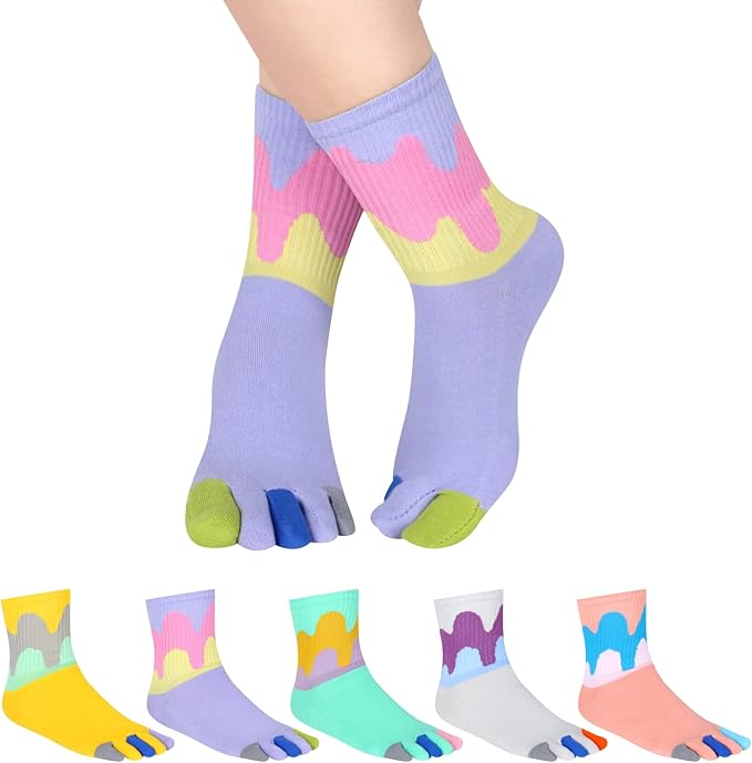 Benefeet Sox Funny Toe Socks Women Five Finger Socks Girls Cute Toe Seperated Cotton Socks Running Athletic Christmas Gifts