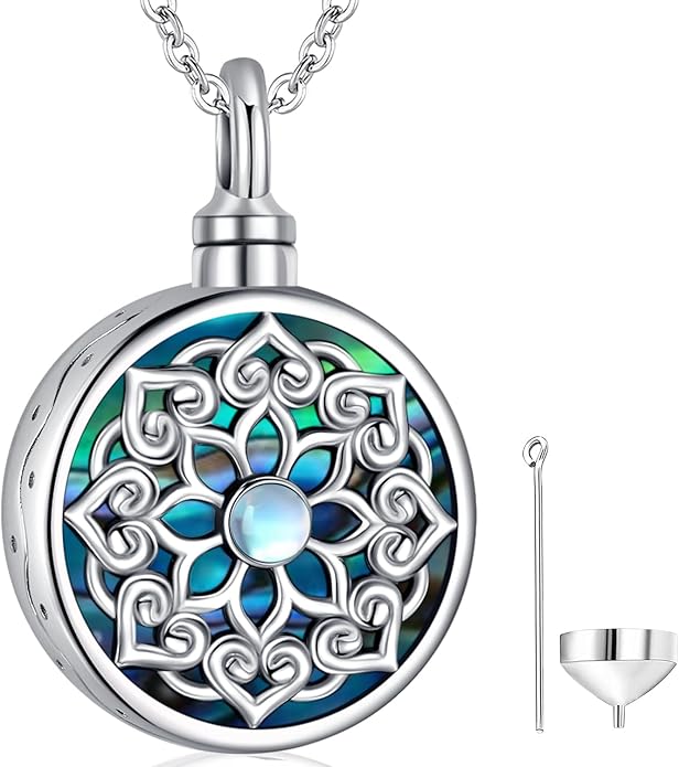 Aniu Cremation Jewelry for Ashes S925 Sterling Silver Urn Necklace Memorial Necklace for Human Ashes of Loved Ones Keepsake Pendant for Men Women