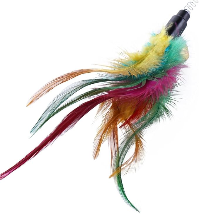 Pokinge 5pcs Simulation Mouse Feather Cat Toys Teaser Stick for Kitten Dogs Playing Interactive Stick with Suction Cup and Bells Scalable Pet Supplies