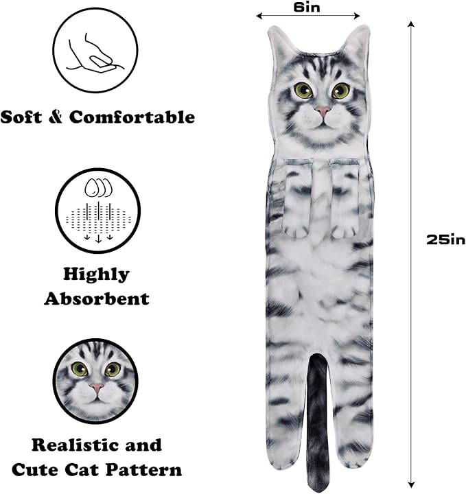 Funny Cat Gifts for Women Mom Grandmom- Cute Kitten Hand Towel for Bathroom Kitchen- Unique Housewarming Valentines Mothers Birthday Christmas Gag Gifts for Women Mom Cat Lovers