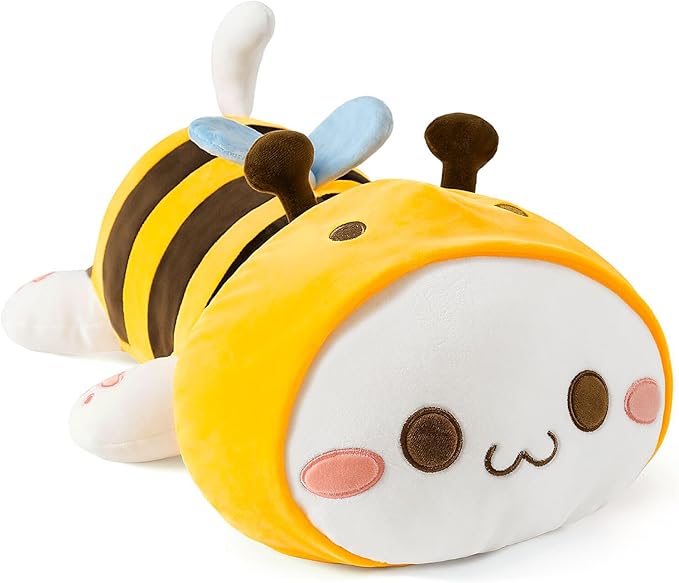 Onsoyours Cute Kitten Bee 20" Plush Toy Stuffed Animal Kitty Soft Anime Cat Large Plush Pillow for Kids (Yellow Cat Bee, 20")