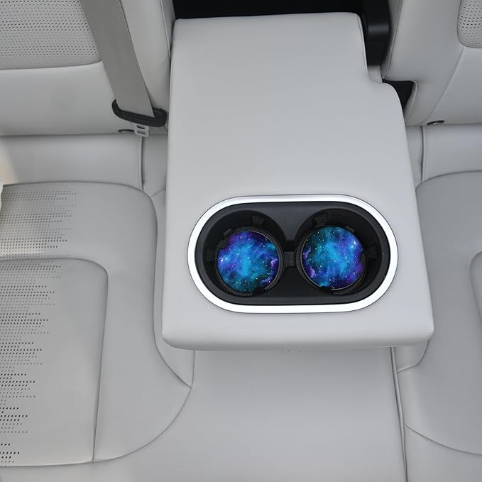 Car Coasters Pack of 2,Nebula Galaxy Ceramic Cup Holders Car Coasters,Keep Cup Holders Clean and Dry,Drink Cup Car Holder Coasters with A Finger Notch