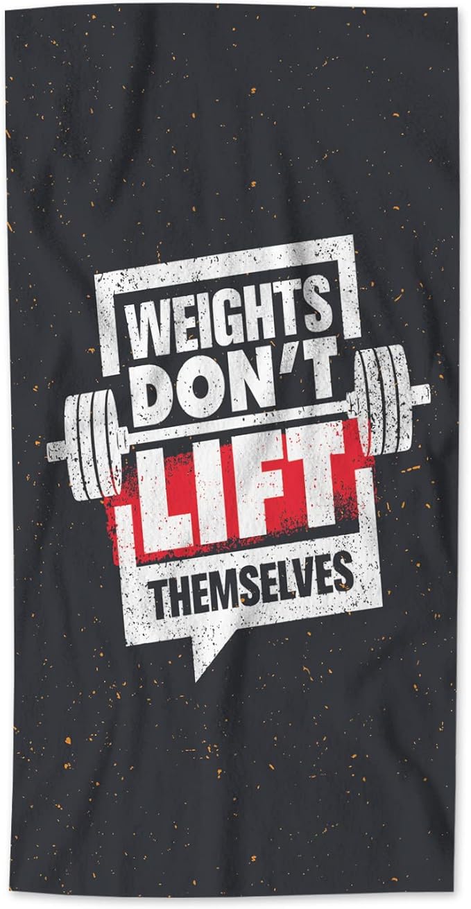 AOYEGO Motivational Quote Microfiber Towels Weights Don't Lift Themselves Gym Workout Sport Word Black Bath Towels Kitchen Hand Towels for Women Men Girls Boys 15x30 Inch