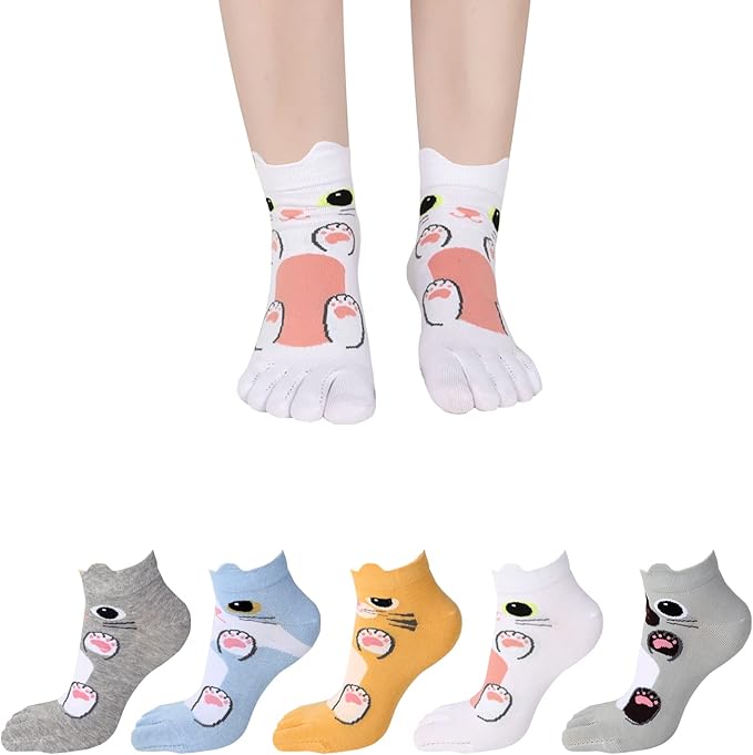 Benefeet Sox Funny Toe Socks Women Five Finger Socks Girls Cute Toe Seperated Cotton Socks Running Athletic Christmas Gifts