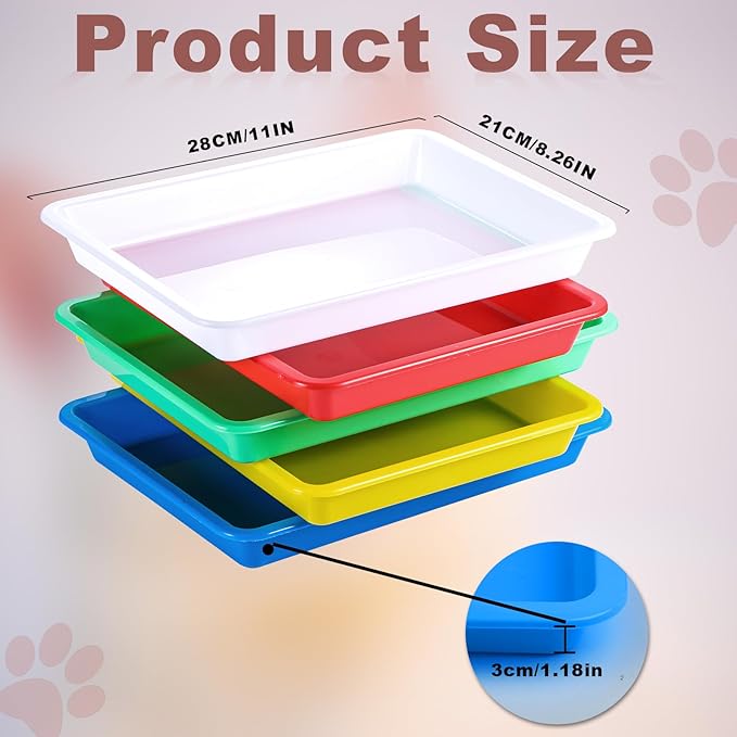 10pcs Kitten Litter Box, Plastic Cat Litter Trays Colorful Kitten Litter Pan Cat Waste Tray for Indoor Kittens (5 Colors)