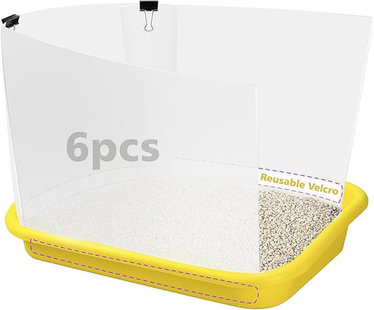 6 Pcs Cat Litter Box Pee Shields, Cat Litter Box Splash Guard for Open Top Litter Pan | Frosted | Easy Clean | 14.5"×11.5" (Litter Box Not Included)