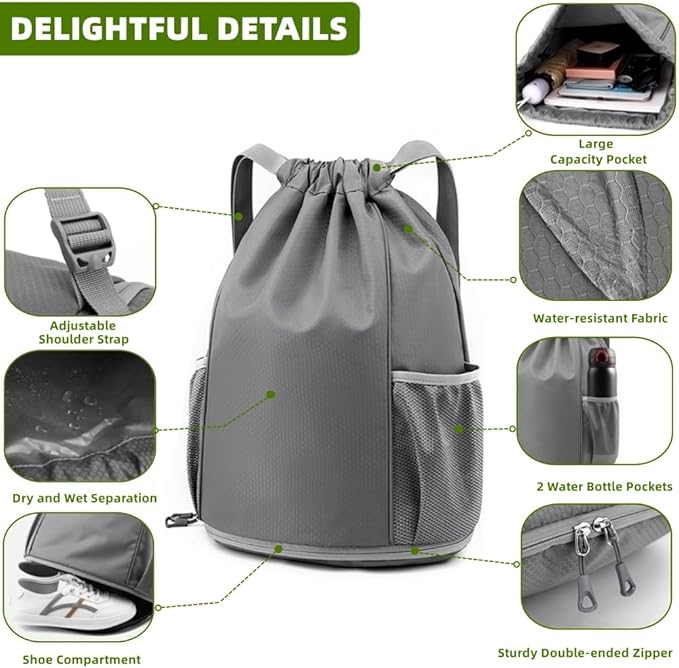 BLIRITEL Drawstring Backpack Sports Gym Bag, Soccer Backpack, Waterproof Soccer Bag for Men Women, String Basketball Bag Football Volleyball Backpack