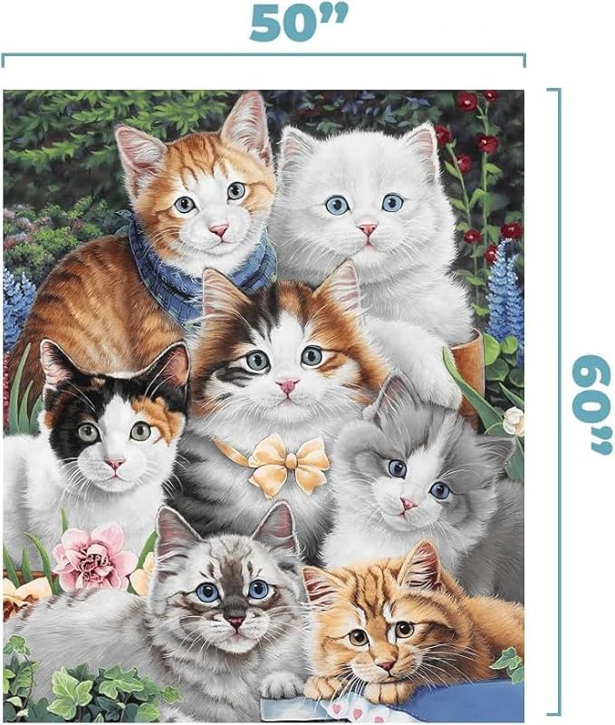 Dawhud Direct Kitten Fleece Blanket for Bed, 50" x 60" Cute Fleece Throw Blanket for Girls, Women, Men and Kids - Super Soft Plush Cat Blanket Throw