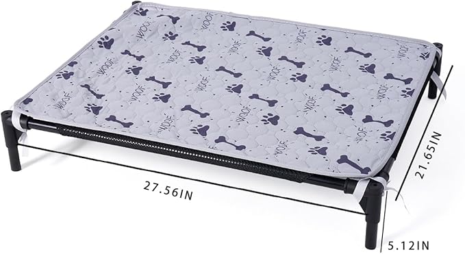 Forher Assemblable Metal Frame Puppy Elevated Dog Bed, Portable Dog Bed, Easy to Clean, Breathable mesh, Puppy cat Bed, Indoor and Outdoor use, Travel, Camping，pet Bed Off The Ground,L-Black…